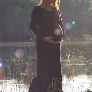 Black long maternity dress